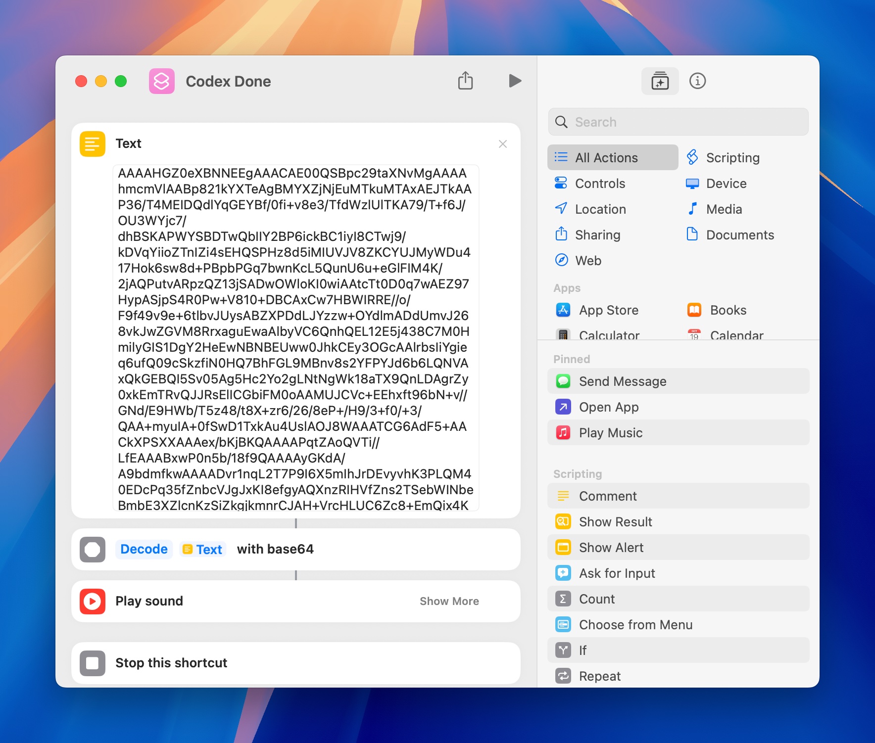 Codex Done Shortcut layout